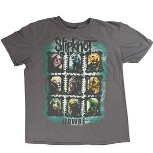 Slipknot Iowa Band T Shirt XL Gray Mask Grid Graphic Heavy Metal Tour Tee